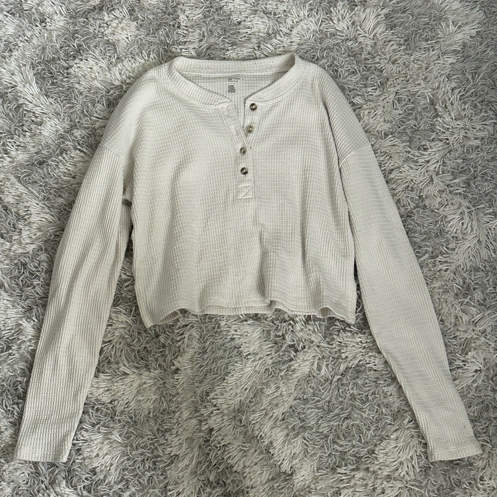 cropped waffle knit long sleeve